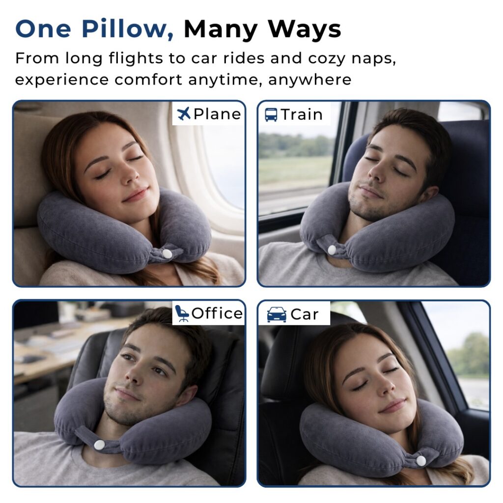 Dreamzee 100% Natural Latex Travel Pillow | Neck Support